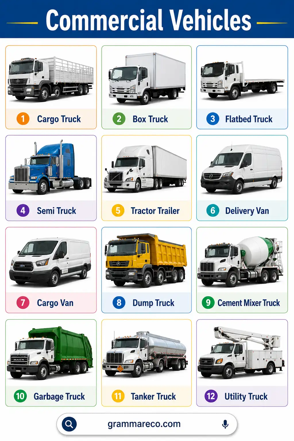 Names of Commercial Vehicles List