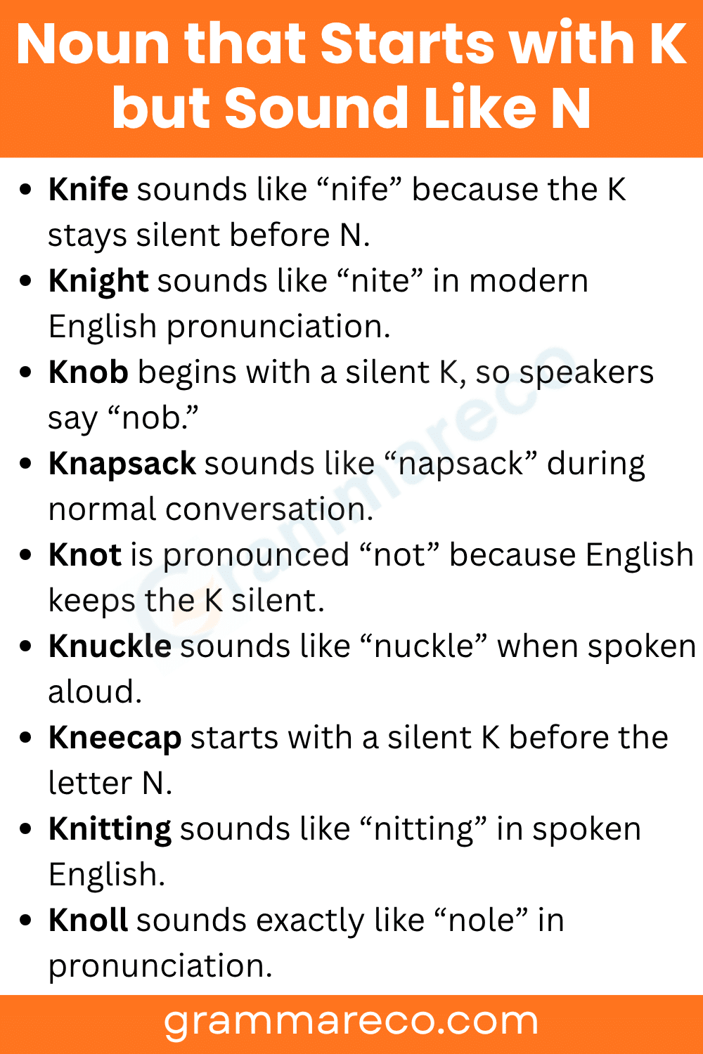 Noun that Starts with K but Sound Like N