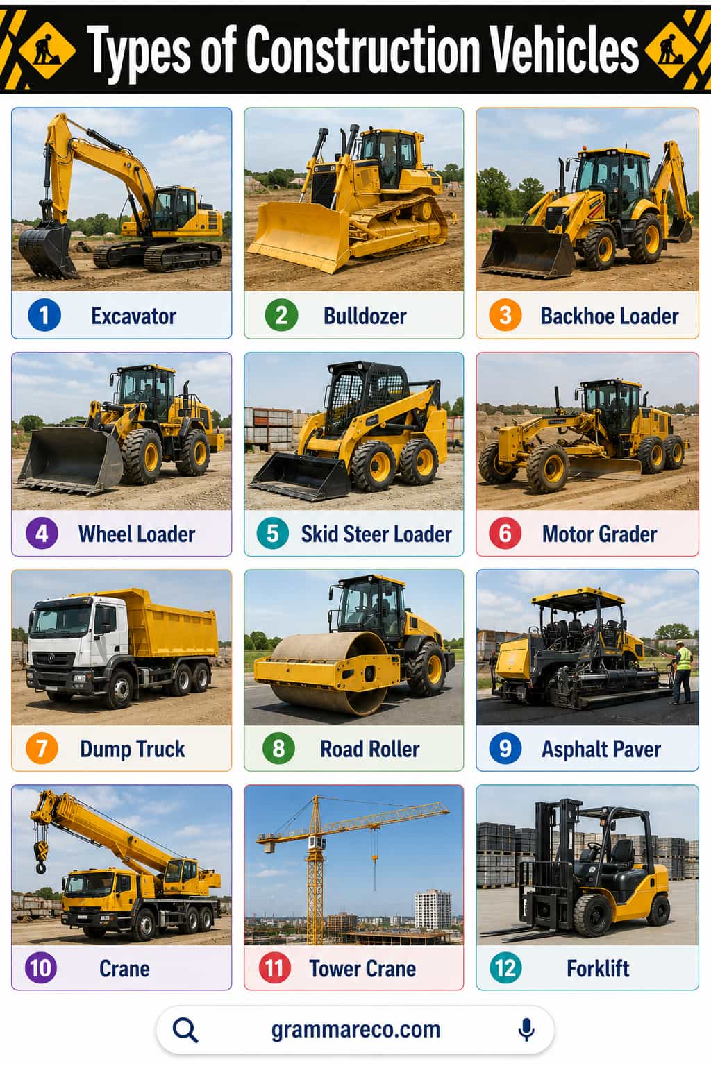Names of Construction Vehicle and their Pictures