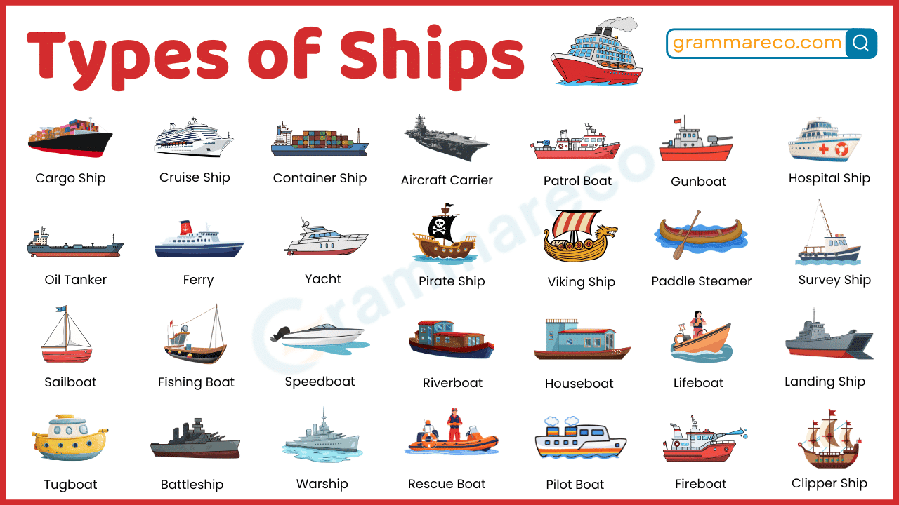 60+ Ships Names and Types with their Pictures: Full List | Grammareco.com