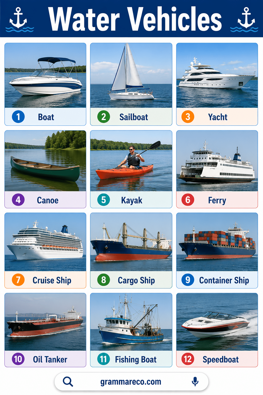 Water Vehicle and Marine Transport Names