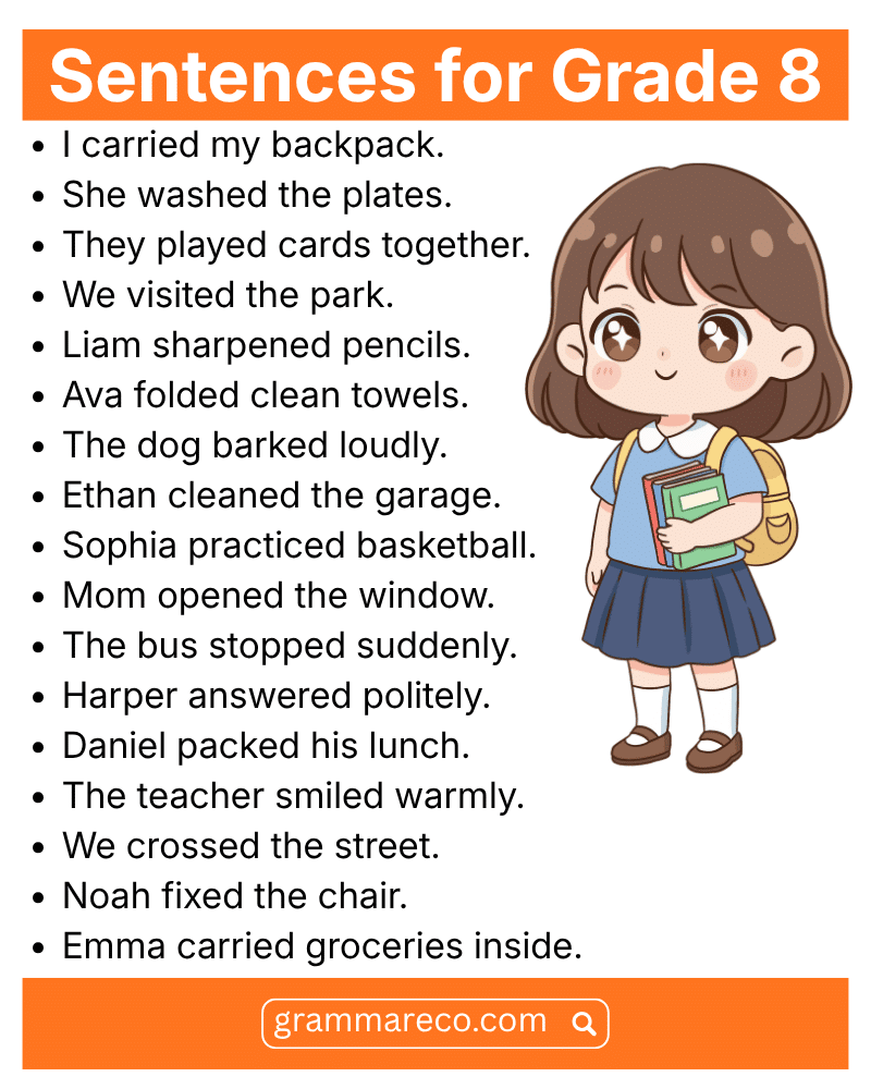 30 Easy 8th Grader Sentences in English for Students