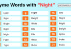 550 Words That Rhyme with Night for Poems, Songs and Writing