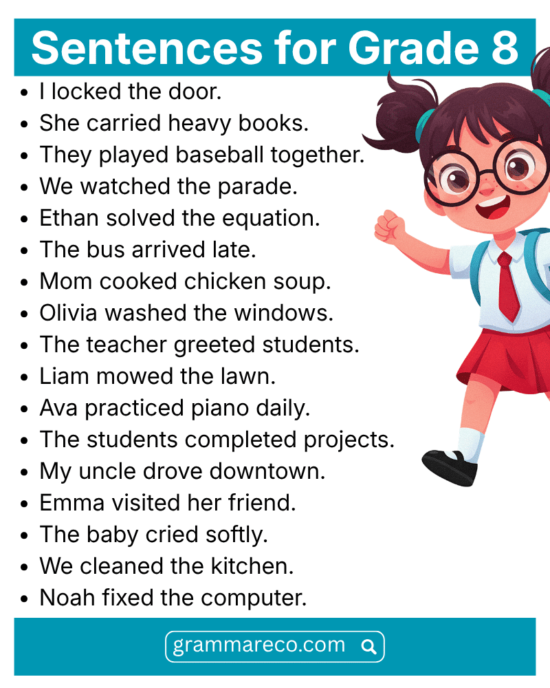 Good Sentence for Grade 8 in English with PDF