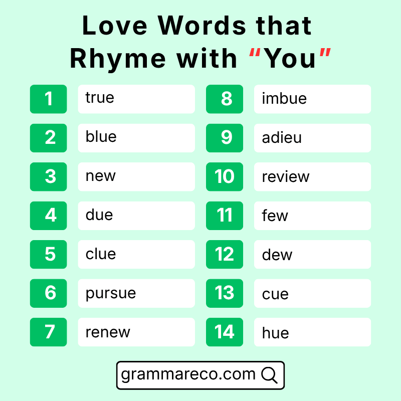 Love words that rhyme with you