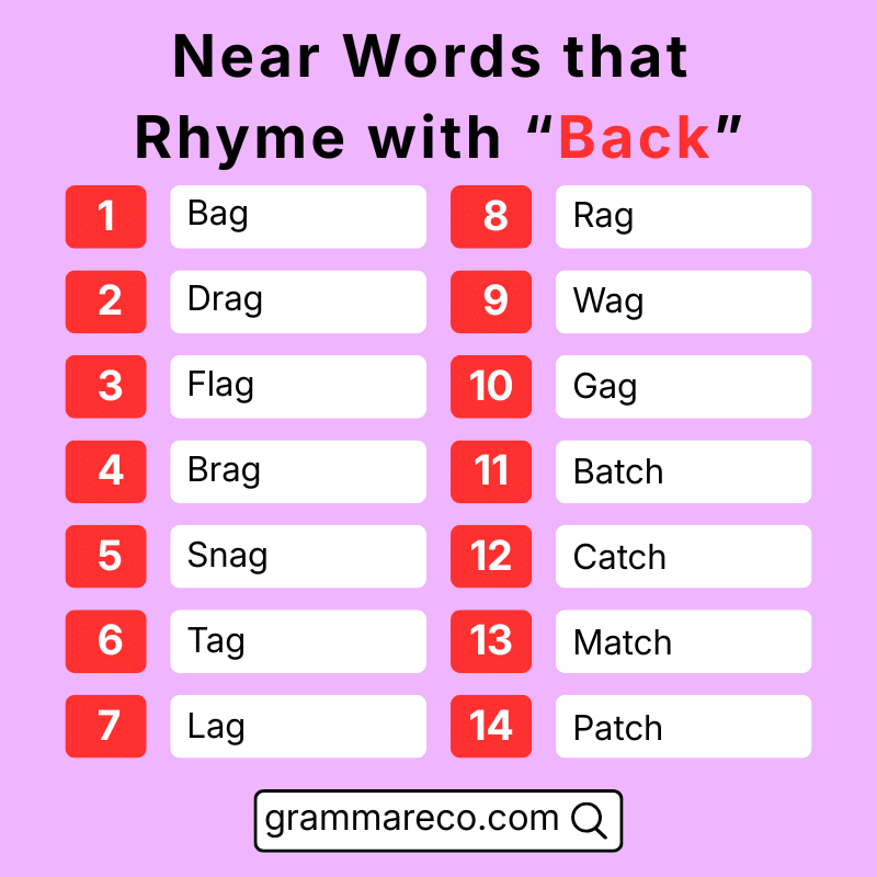 Near Rhymes for Back