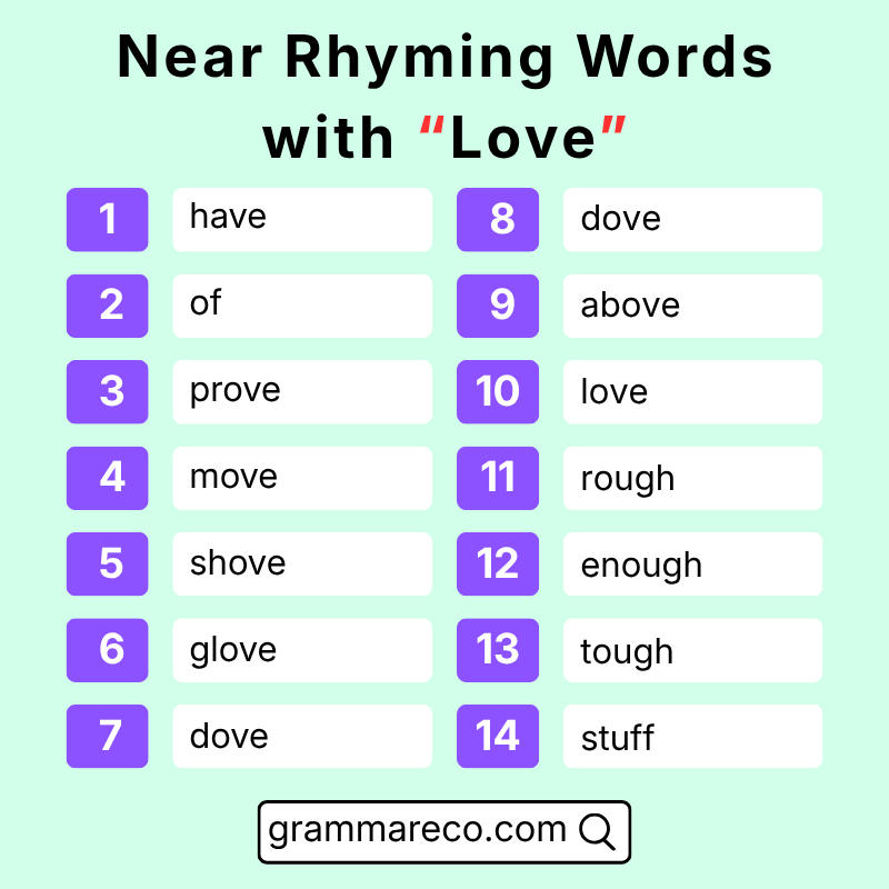 Near Rhyming Word with Love