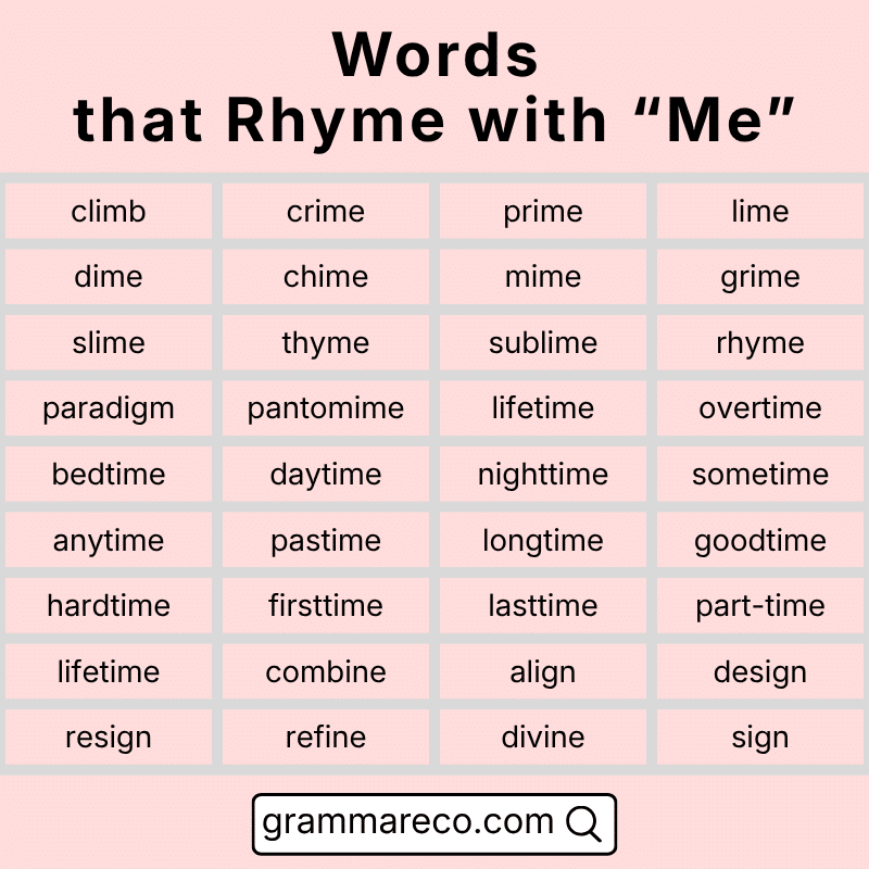 Near/Slant Rhyming Words with “Time”