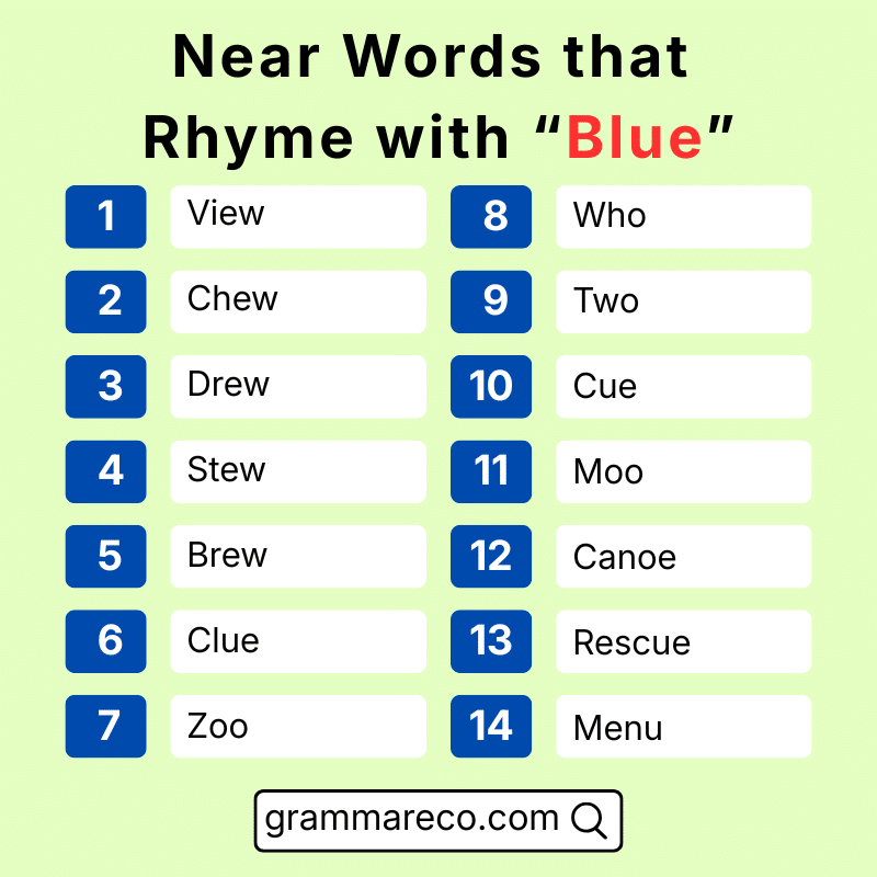 Near Words that Rhyme with Blue
