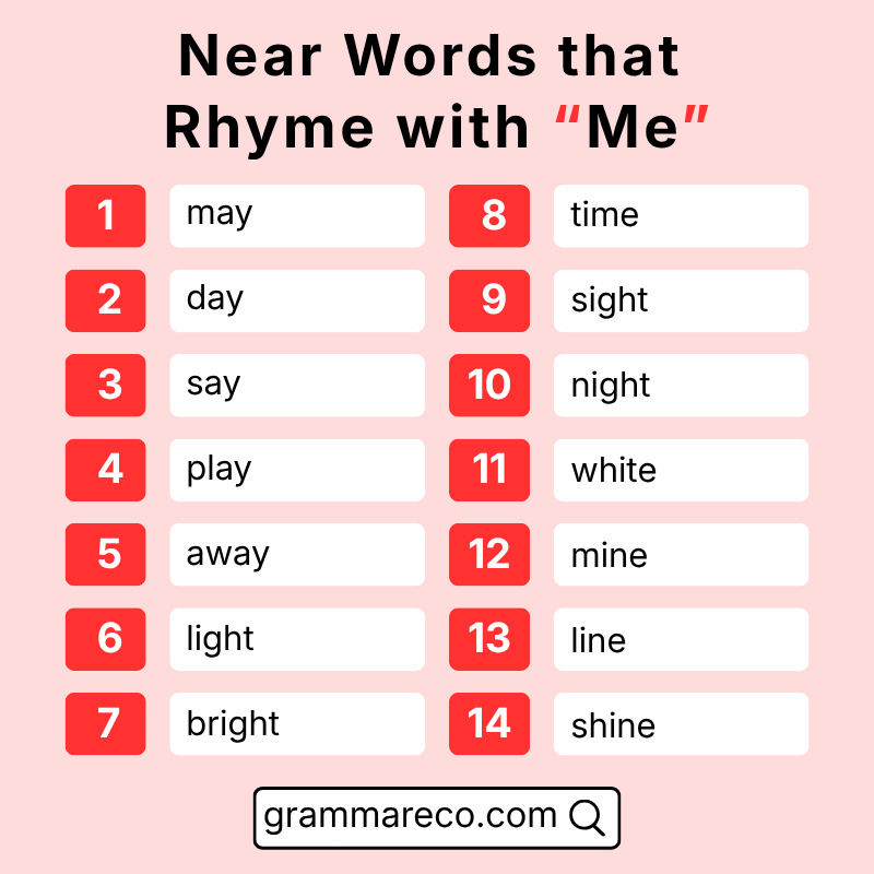Near Words that Rhyme with Me Pictures