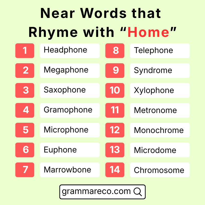 Near and Slant Rhymes for Home with Pictures