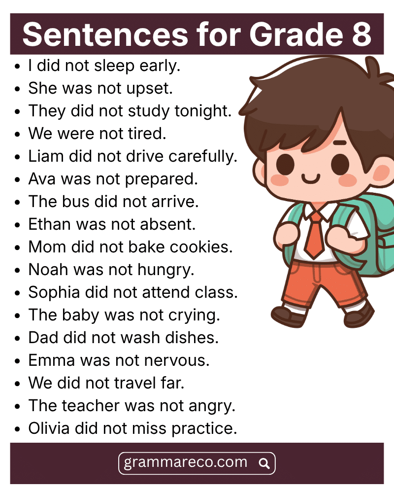 Negative Sentence for 8th Grade with Answer