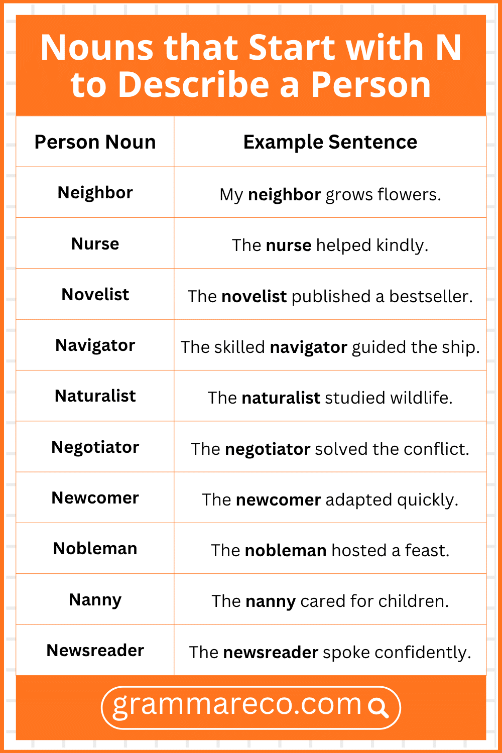 Noun that starts with n to describe a person