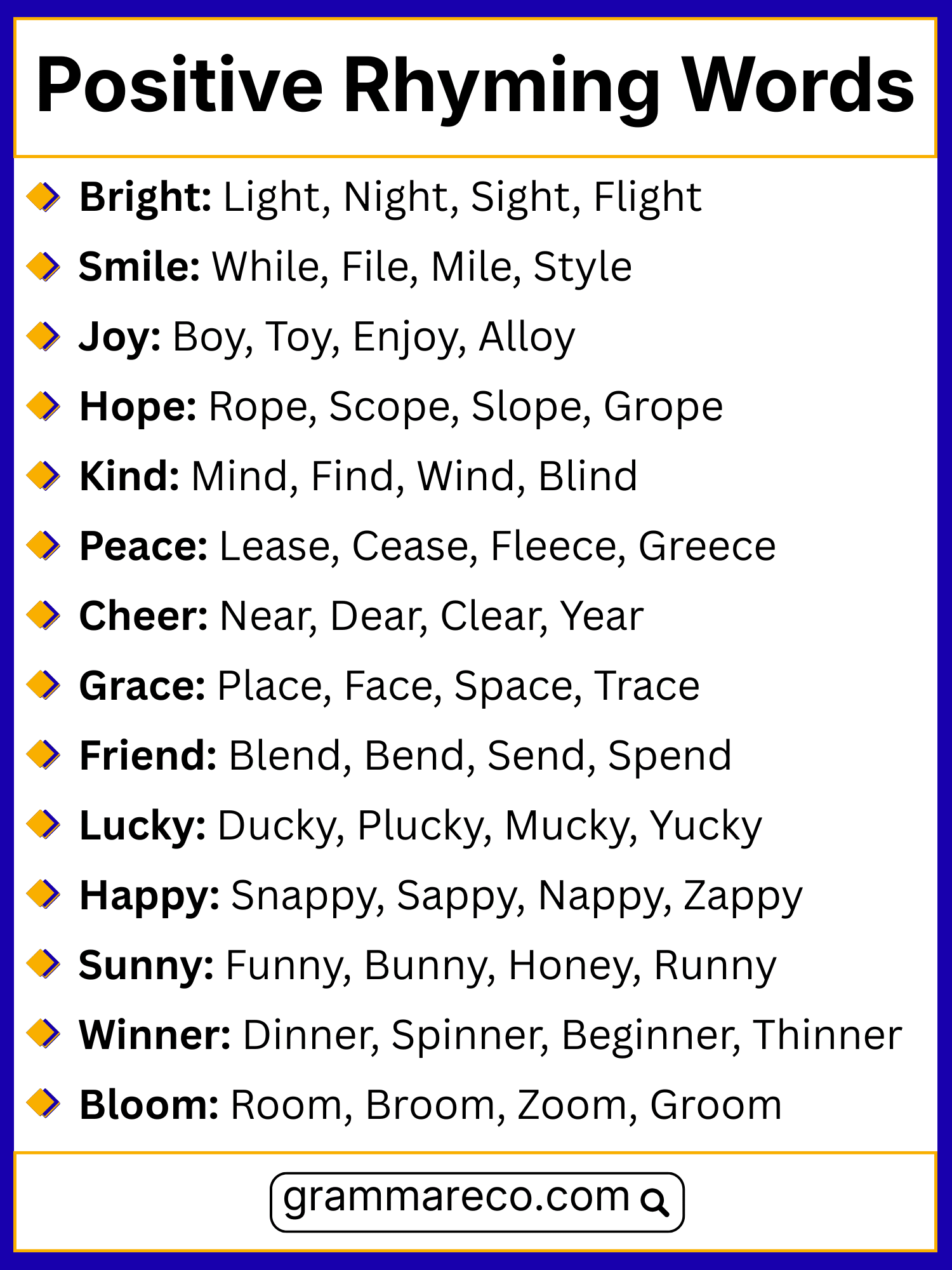 Positive Rhymes Examples in English with Pictures