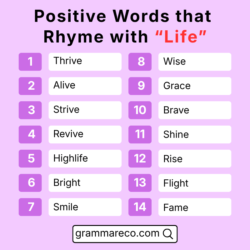 Positive Words that Rhyme with Life