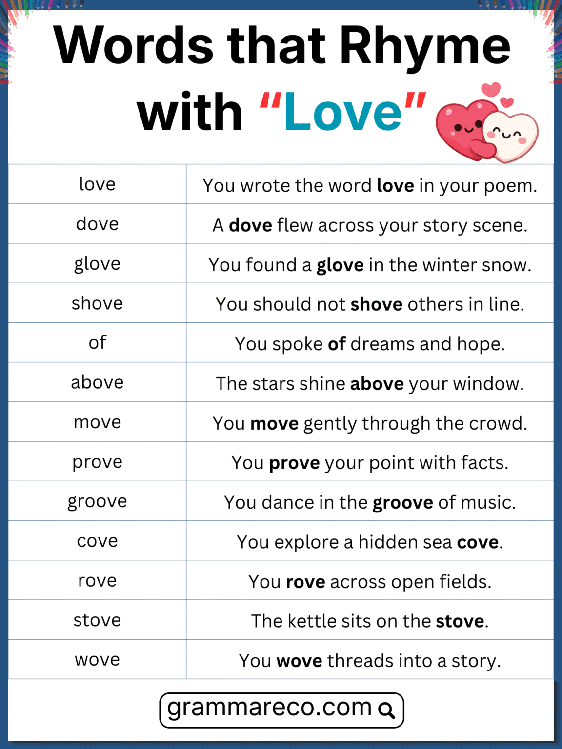 402 Words that Rhyme with Love: Perfect Rhyming List for Love ...