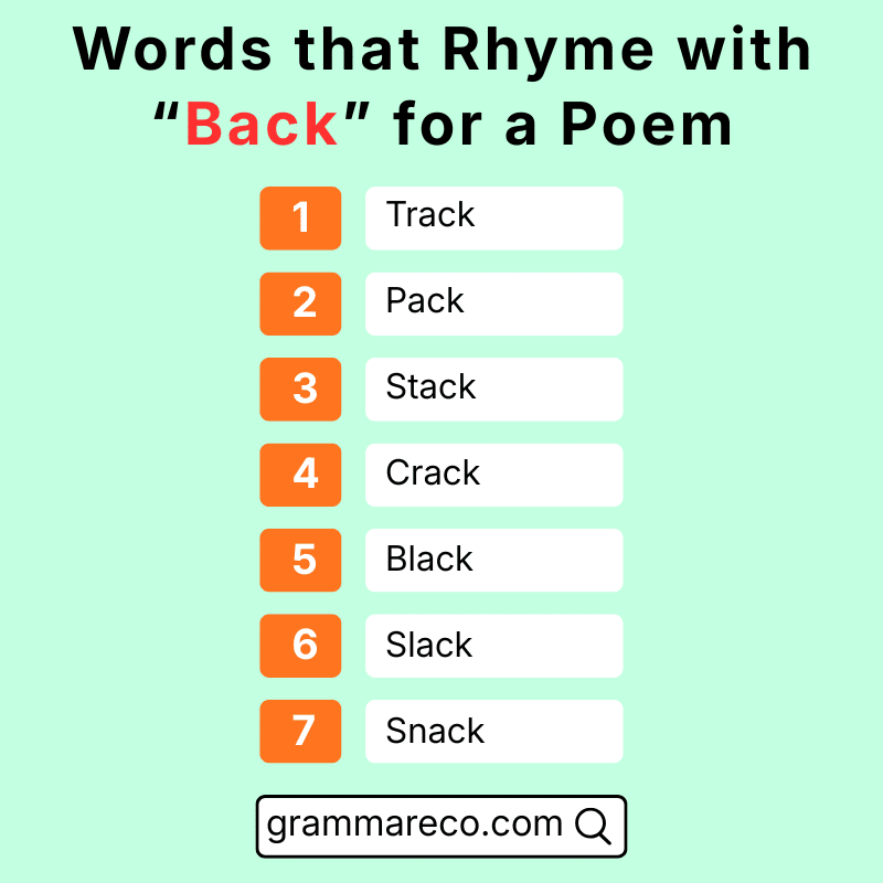 Short Poem Using Words That Rhyme With Back