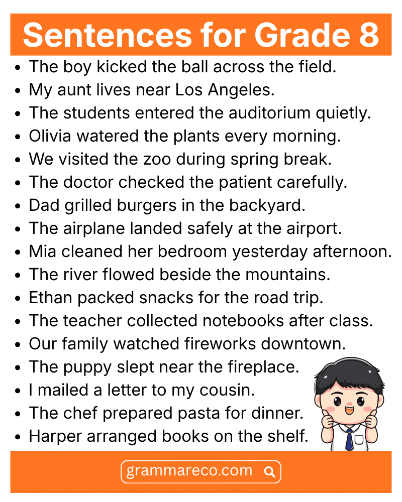 Simple Sentences for Grade Eight with Pictures