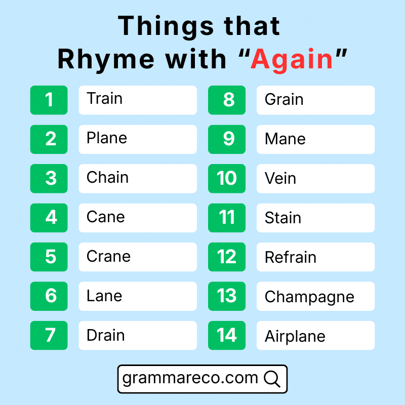 Things That Rhyme With Again with Pictures
