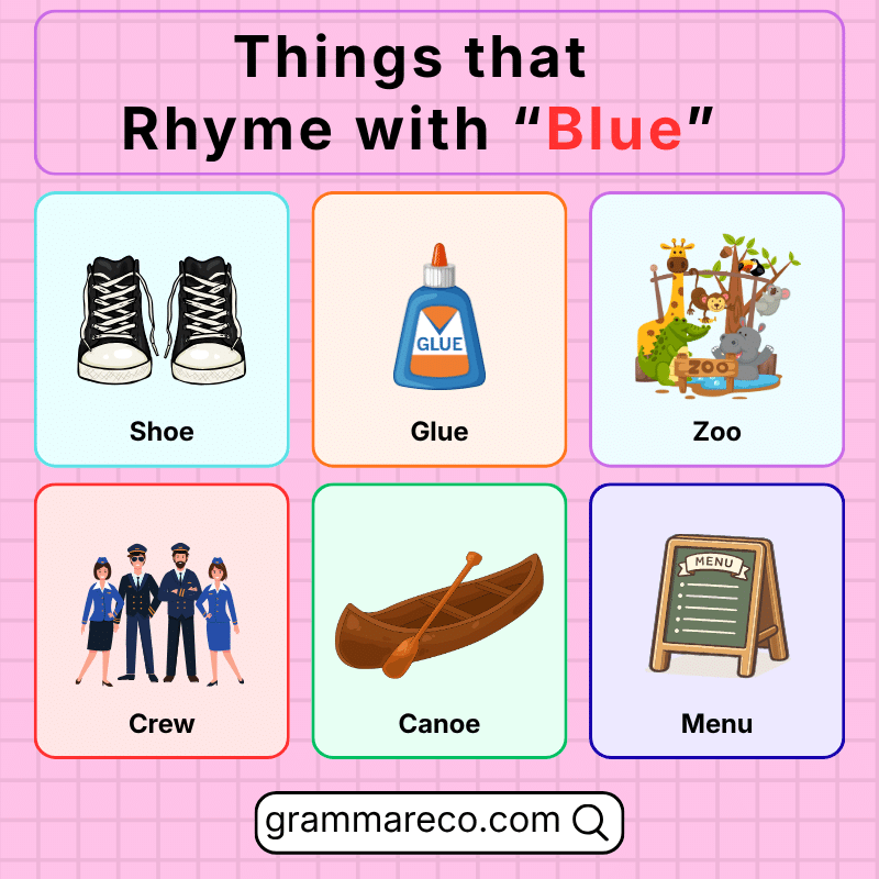 Things that Rhymes with Blue with Pictures