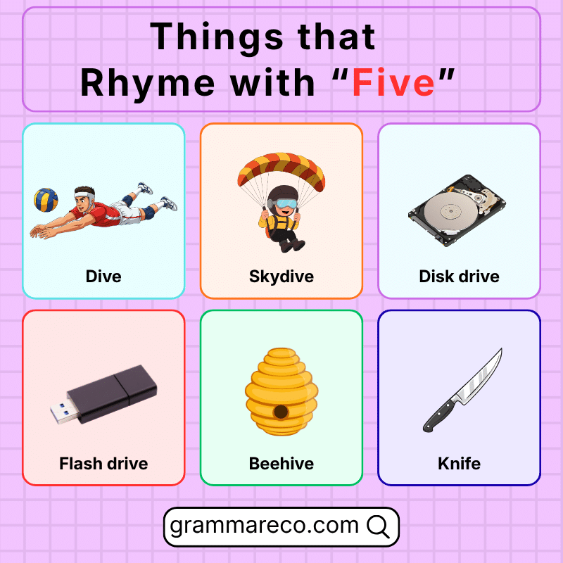 Things that Rhymes with Number Five with Pictures