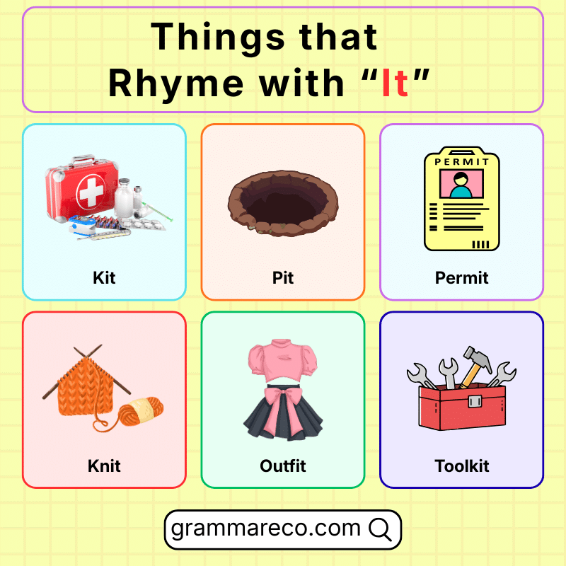 Things that Rhymes with It with Pictures