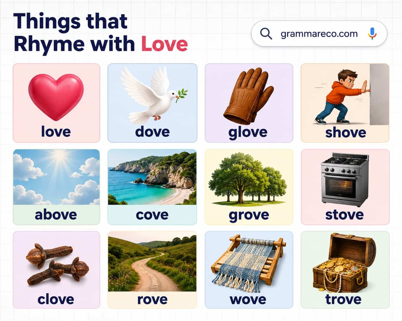 Things that Rhyme with Love with Examples