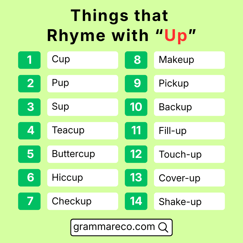Things that Rhymes with Up with Pictures