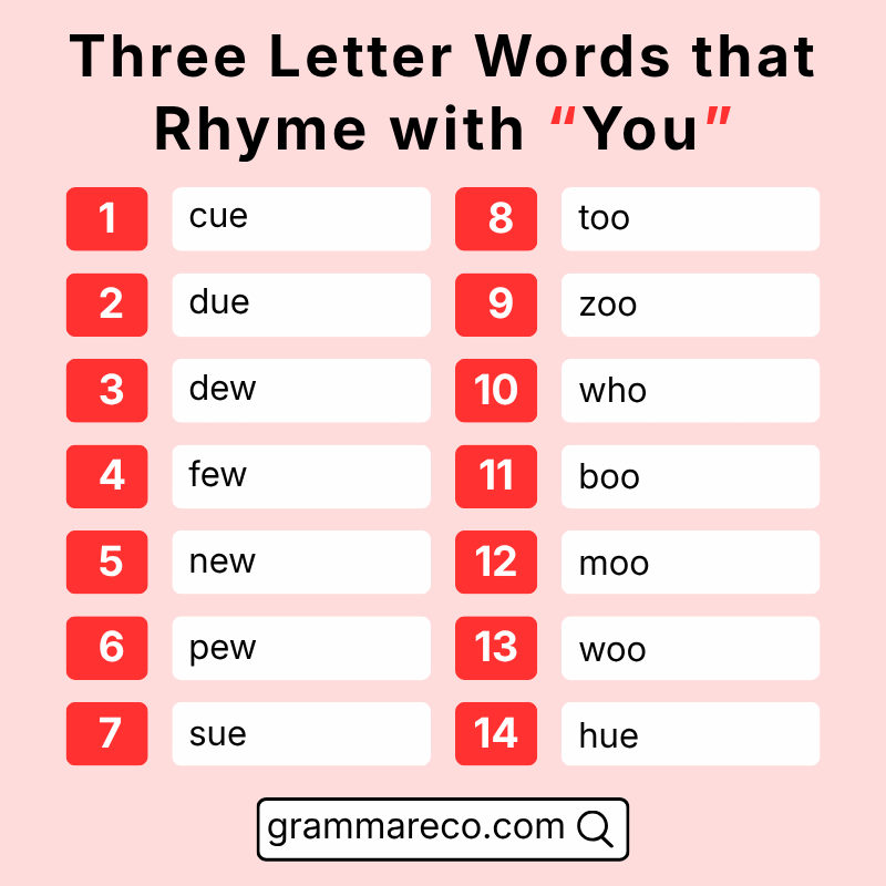 Three Letter Words That Rhyme With You