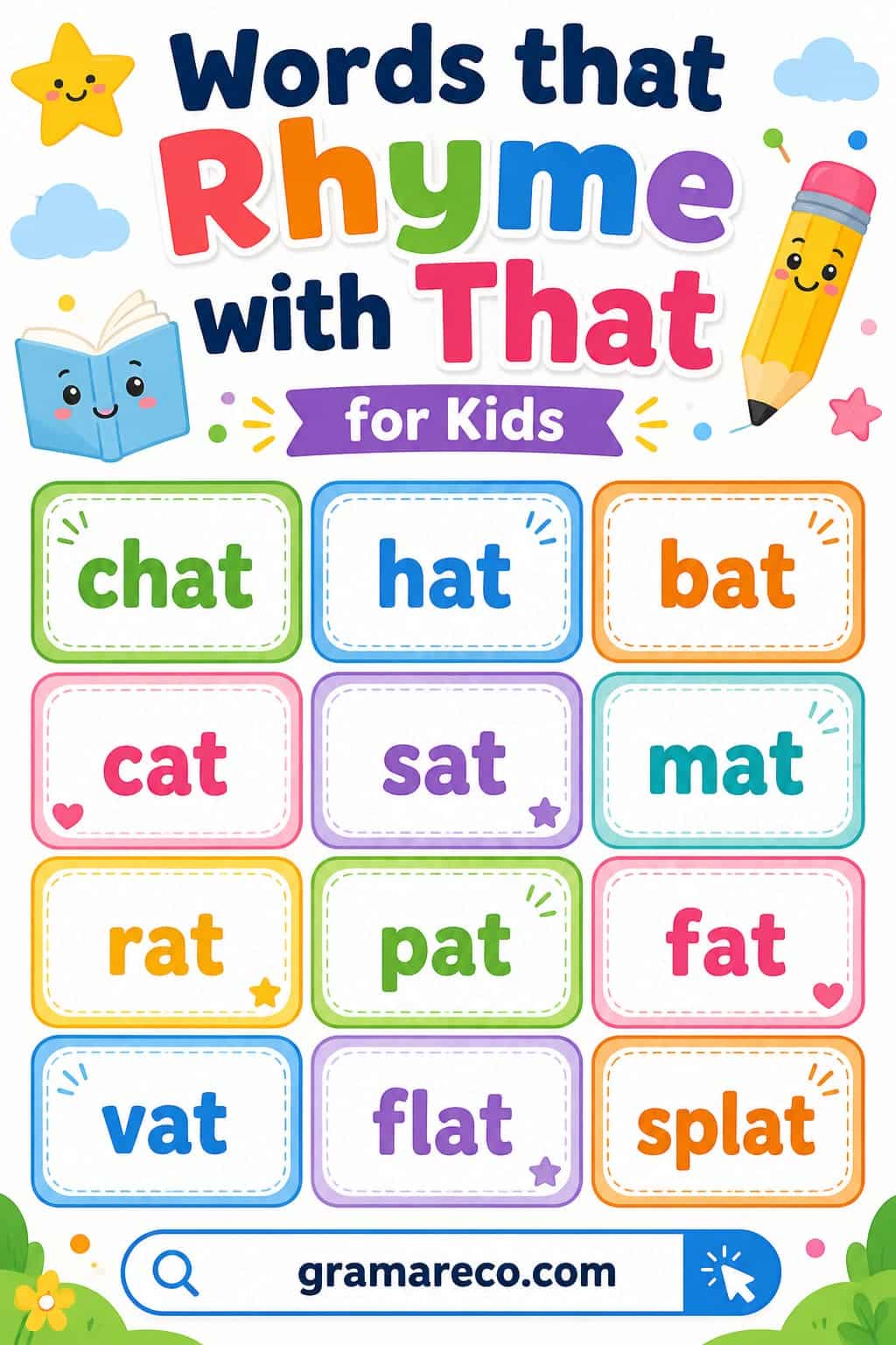 Word that Rhyme with that for Kids
