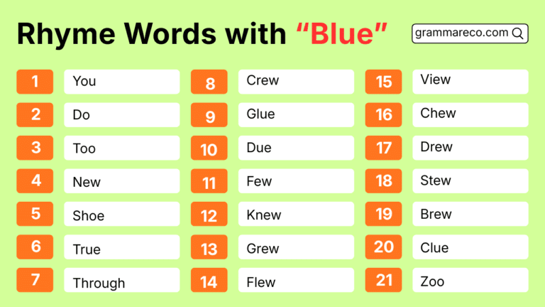 Words That Rhyme with Blue: 250+ Perfect and Near Rhymes | Grammareco.com
