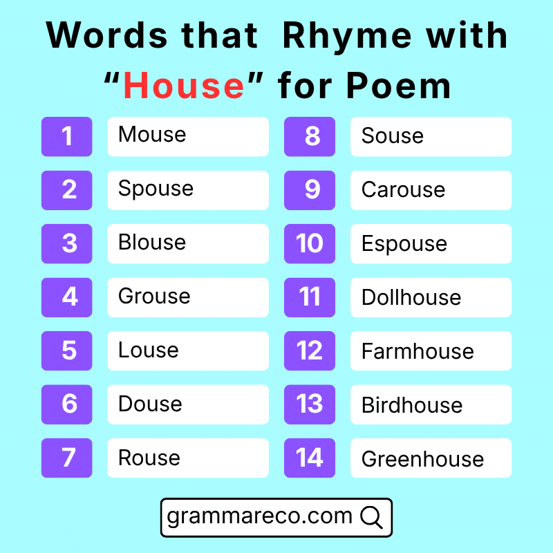 Rhyming Words for "House" in Children's Poems for Kindergarten