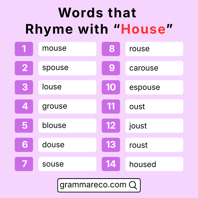 Common Words That Rhyme with House in English