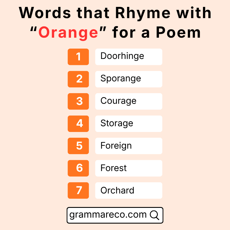 Words that Rhyme with Orange for a Poem