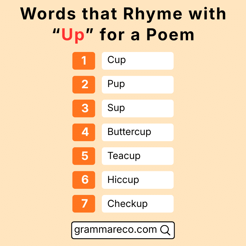 Words that Rhyme with Up for Kids with Poem