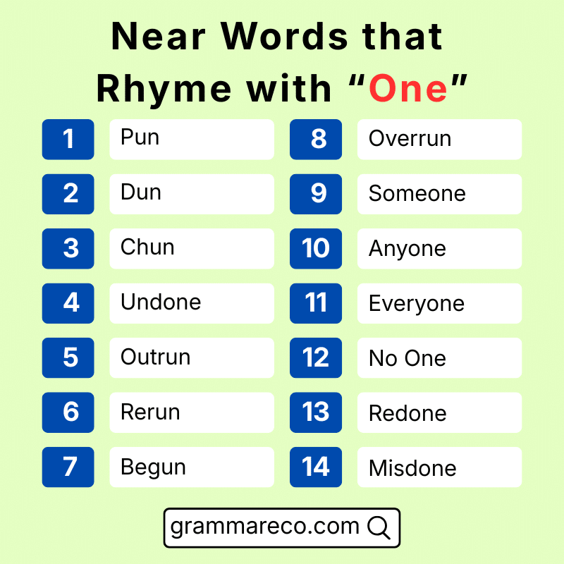 100 Near and Slant Rhymes with One