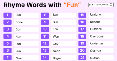 230 Words That Rhyme with Fun: List for Songs, Kids and Poems