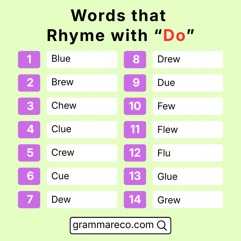 List of Best Words that Rhyme with Do