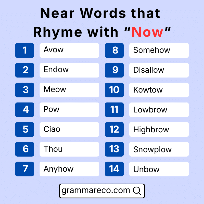 Near Word that Rhymes with “Now”