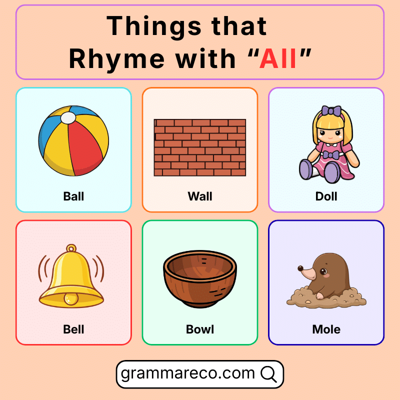 Things that Rhyme with All with Pictures