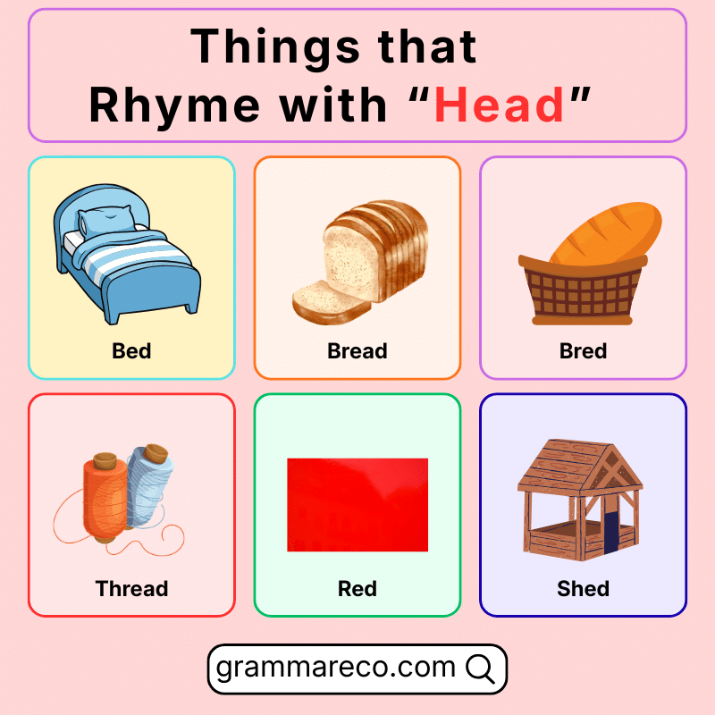 Things That Rhymes with Head with Pictures