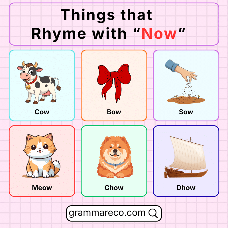Things That Rhyme With Now with Pictures