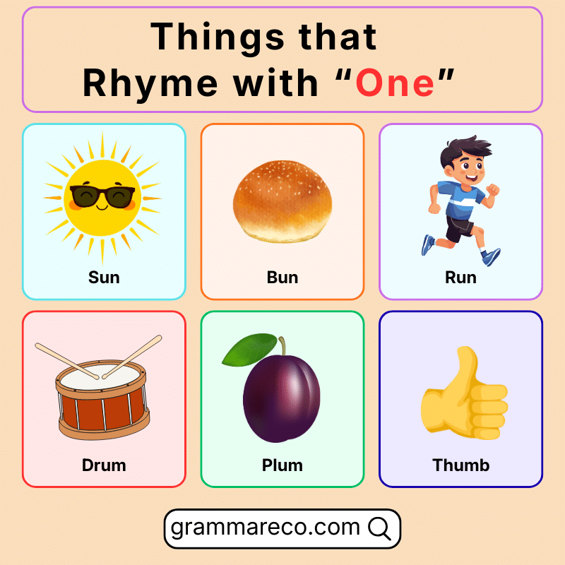 Things that Rhyme with One with Pictures