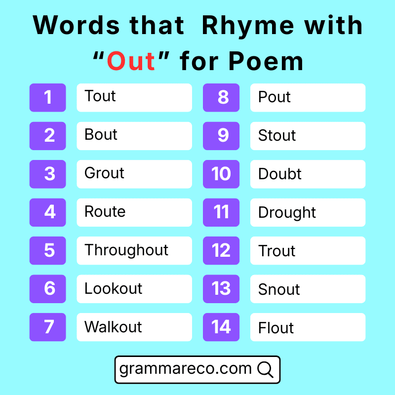 Rhymes with Out Poem for Kindergarten