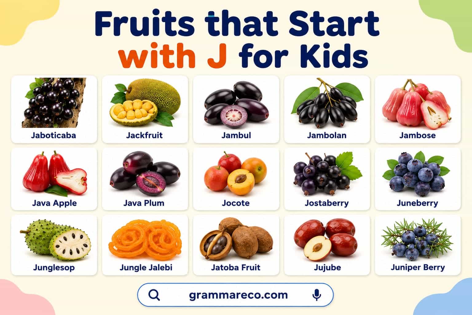 Easy Fruits Names That Starts with J for Kids