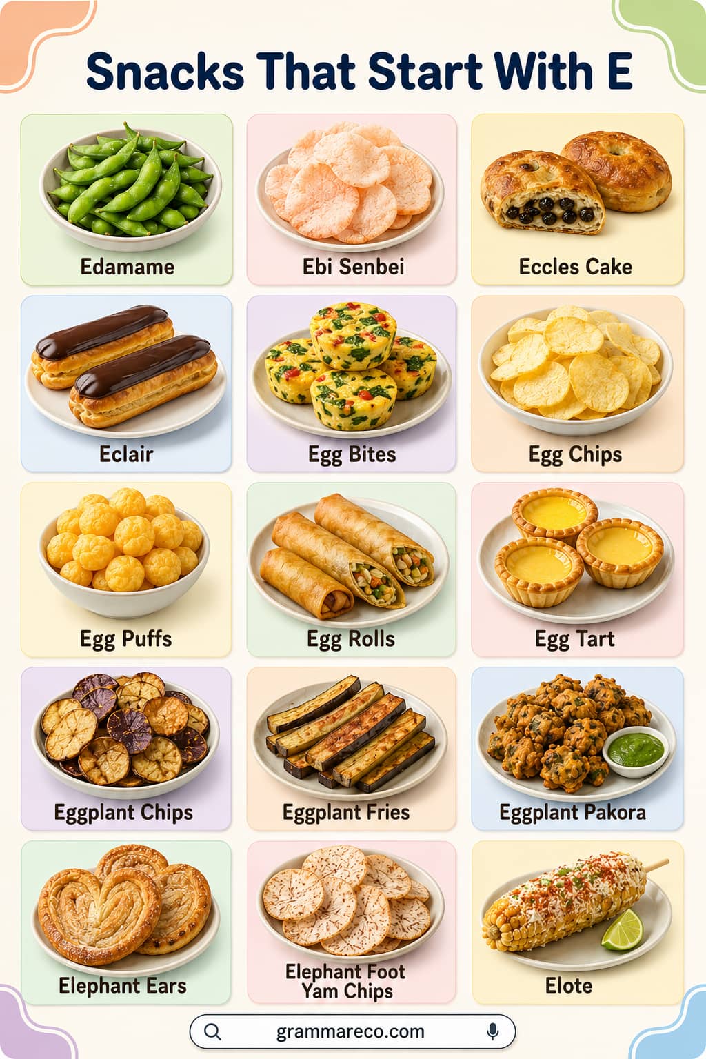 Snacks that Begin with E with Pictures