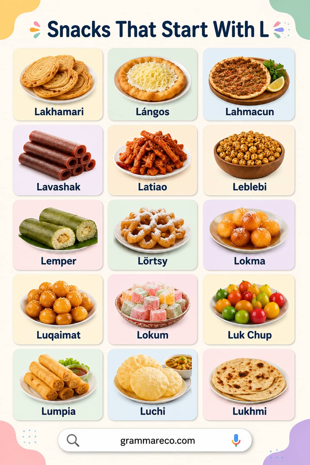 Snacks that Start with L with Pictures