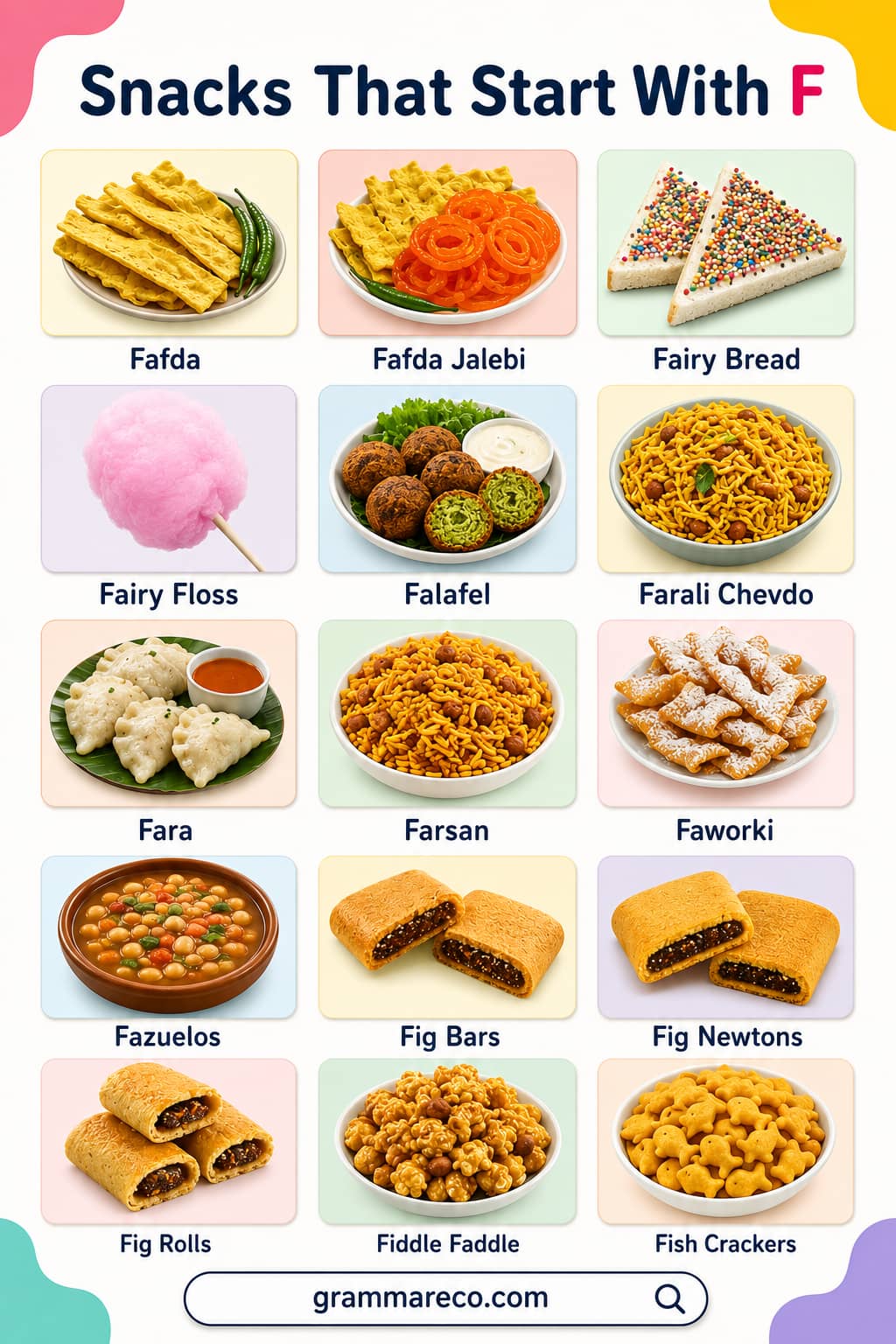 Snacks that Begin with F with Pictures
