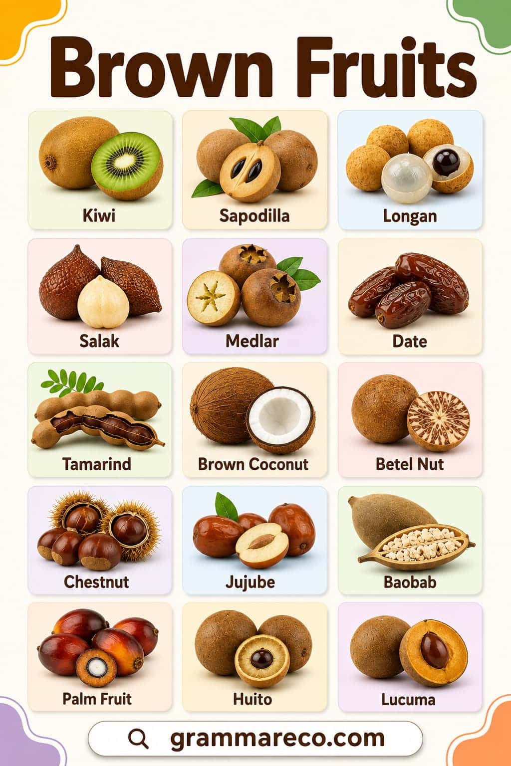 List of Brown Fruits Names and their Pictures