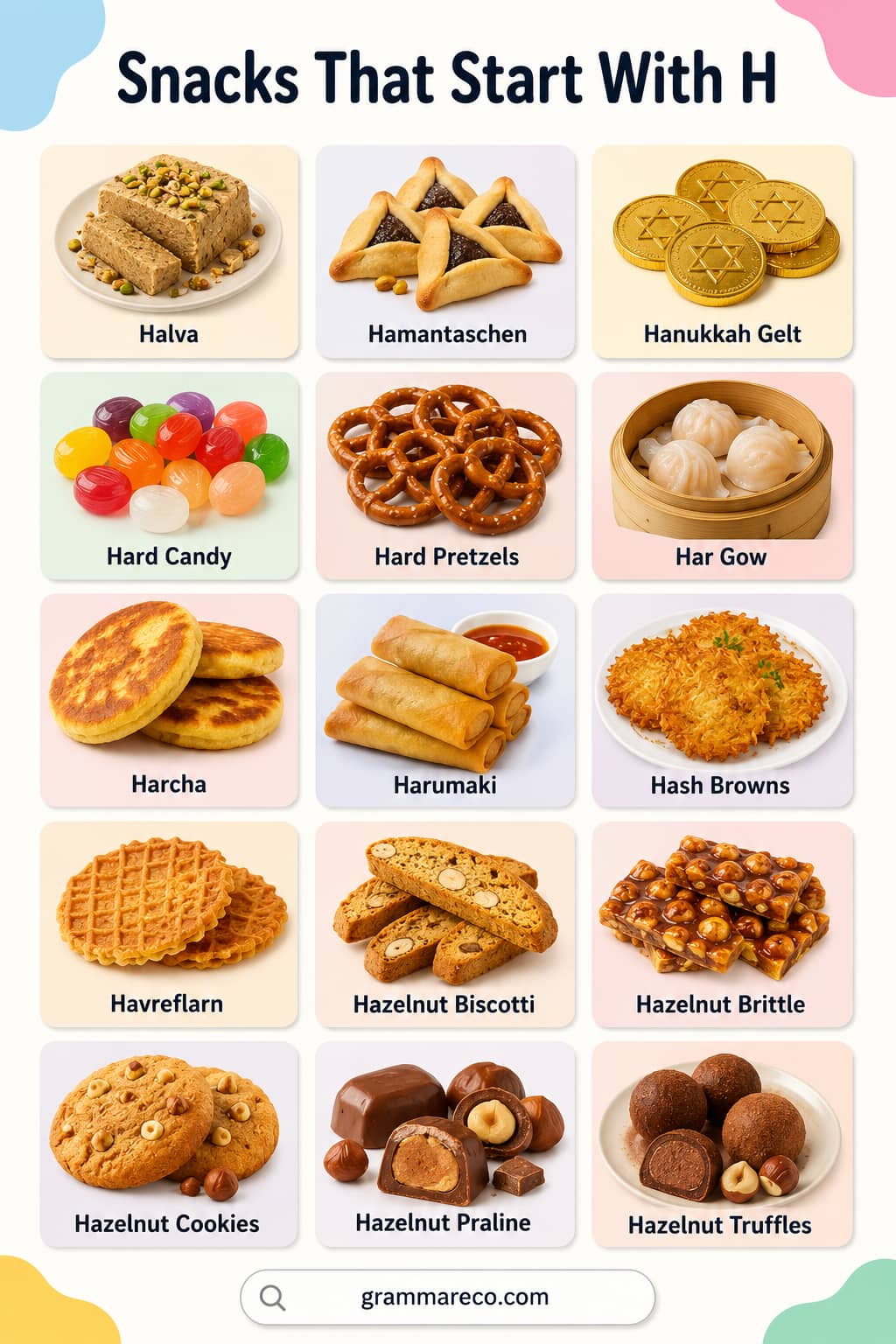 Snacks Starting With H With Pictures